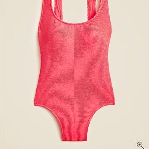 J. Crew Coral/Raspberry/Red Ribbed Swimsuit